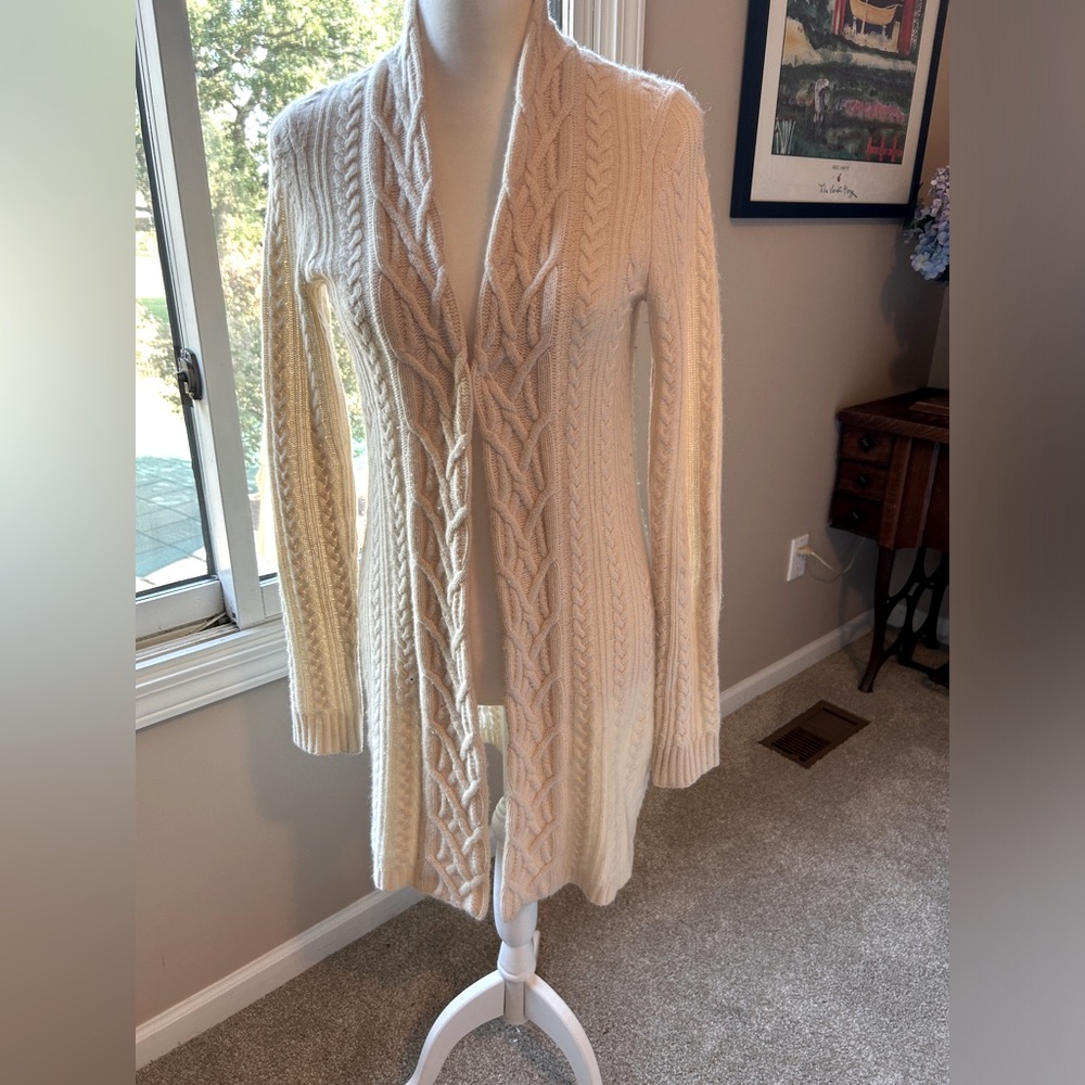 Saks fifth avenue cashmere duster with hook and eye closure